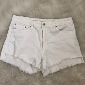 Just USA White Distressed Jean Shorts - High Rise